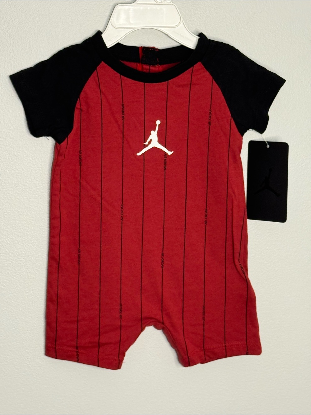 Jordan Red and Black Pinstripe Jumpman One-Piece